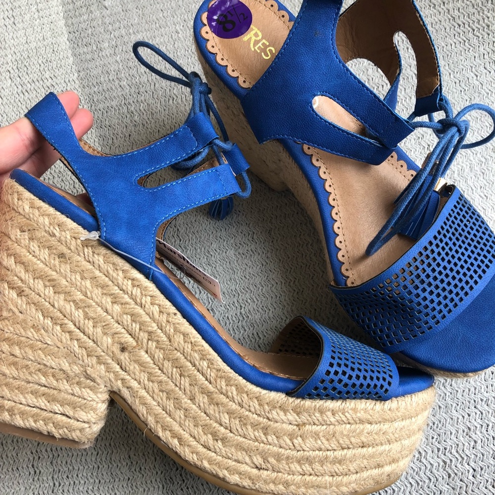 NEW Blue Wedges Size 8 1/2